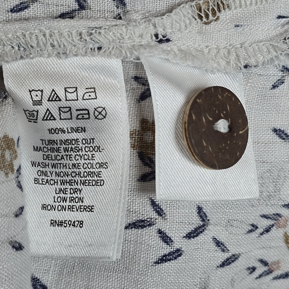 Cynthia Rowley Women's Linen Floral Top Short Sleeve Button Back Cottagecore Sm - Picture 13 of 15